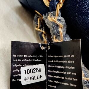 Navy Chanel Leather Chain-Handle Bag